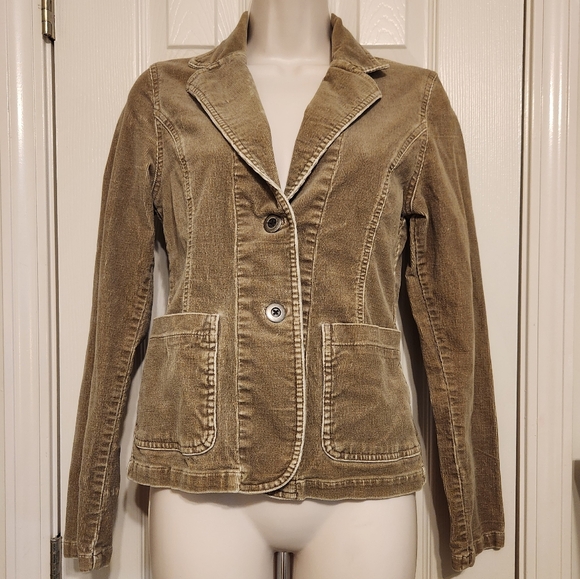 🦅 American Eagle Outfitters Brown Corduroy Button Blazer Jacket Size Small - Picture 3 of 10